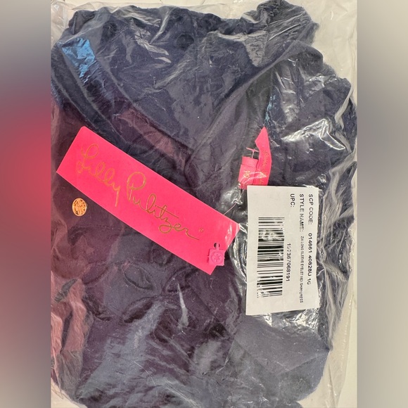 Lilly Pulitzer Zia Eyelet Midi Shirtdress Navy Blue Size 10 - Picture 11 of 11